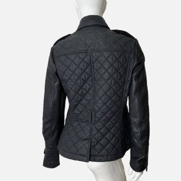 Authentic BURBERRY BRIT Quilted Lamb Leather Sleeve Jacket Quilted Fits a Large - Picture 3 of 16